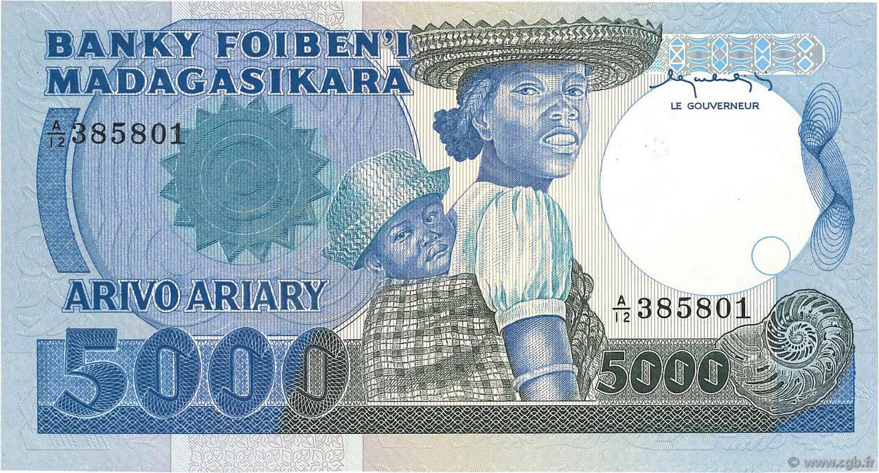 RECTO 5000 francs - 1000 Ariary Type 1983 Madagascar