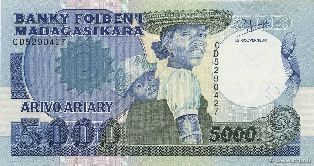 RECTO 5000 francs - 1000 Ariary Type 1988 Madagascar