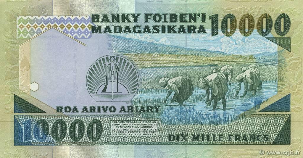 VERSO 10000 francs - 2000 Ariary Type 1988 Madagascar