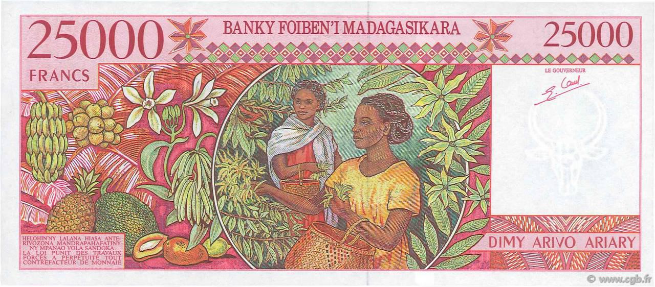 VERSO 25000 francs - 5000 Ariary Type 1998 Madagascar