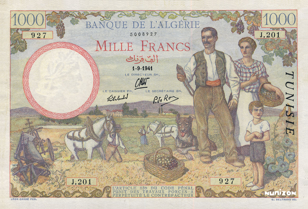 RECTO 1000 francs Famille de cultivateurs Type 1940
