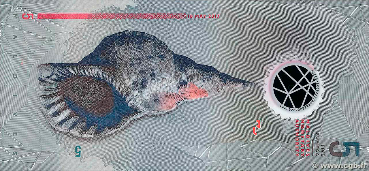 MALDIVES 2017 5 RUFIYAA POLYMER UNCIRCULATED NOTE P NEW FROM A USA SELLER !!!