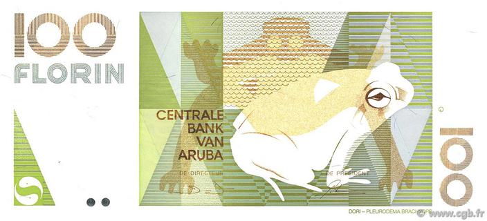 ARUBA 100 FLORIN P14 1993 FROG ART UNC ANIMAL DUTCH RARE CURRENCY BILL BANK NOTE
