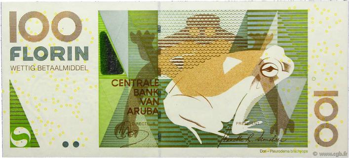 ARUBA 100 FLORIN P14 1993 FROG ART UNC ANIMAL DUTCH RARE CURRENCY BILL BANK NOTE