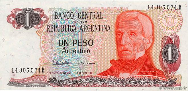 Argentina 1 peso argentino | Argentina - The banknote Numizon catalog