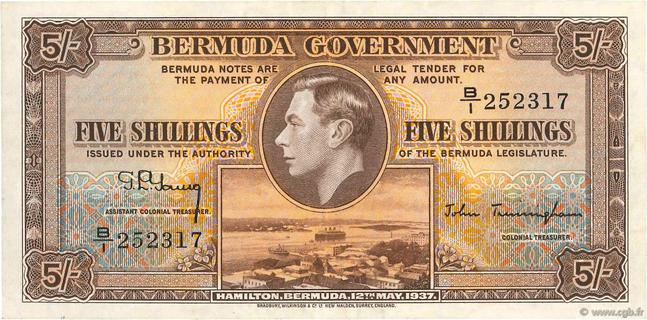 バミューダ 5シリングス紙幣 1937 年 1937 Year Bermudian Paper Money for sale | eBay