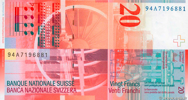 20er Note 20 francs Type 1994 | Switzerland - The banknote Numizon catalog