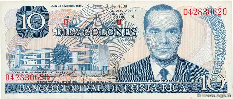 Costa Rica 10 colones type 1972 | Costa Rica - The banknote Numizon catalog
