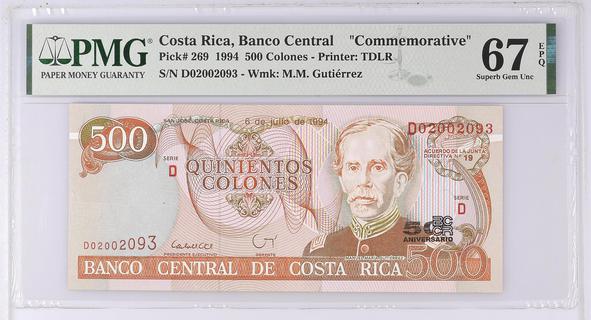 Costa Rica 500 colones type 1994 | Costa Rica - The banknote Numizon ...