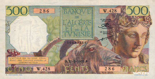 Bank of Algeria and Tunisia (1949-1959) - The banknote Numizon catalog