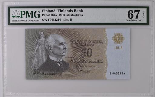 Finnische Mark Banknoten-Reproduktion – 6 Scheine (10, 20, 50, 100, 500, 1000 Mk), 2. Serie, Sammlerstück