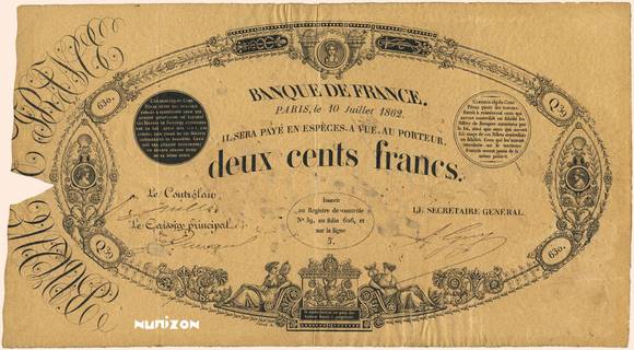 The old francs printed in black (1800-1861) - The banknote Numizon