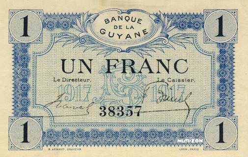 1 franc Type 1917 French Guiana | French Guiana - The banknote