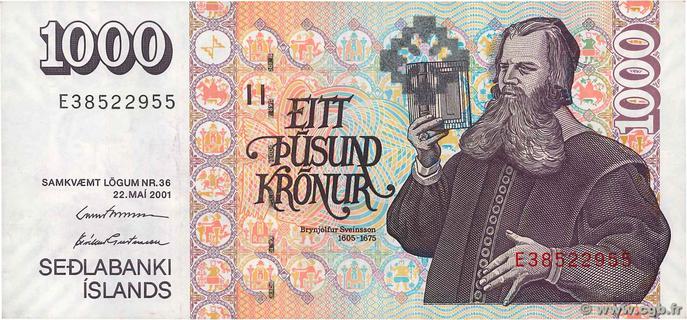 Iceland 1000 kronur type 2001 | Iceland - The banknote Numizon catalog