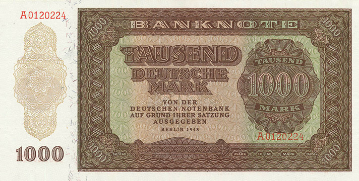 German Democratic Republic 1000 deutsche mark Type 1948 | German ...