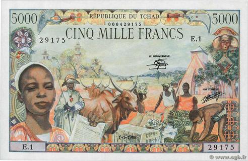 Chad 5000 francs type 1980 | Chad - The banknote Numizon catalog