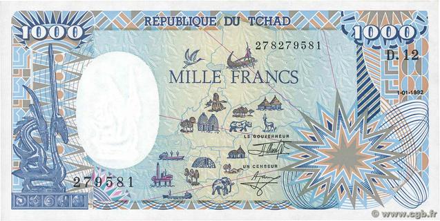 Chad 1000 francs type 1985 | Chad - The banknote Numizon catalog